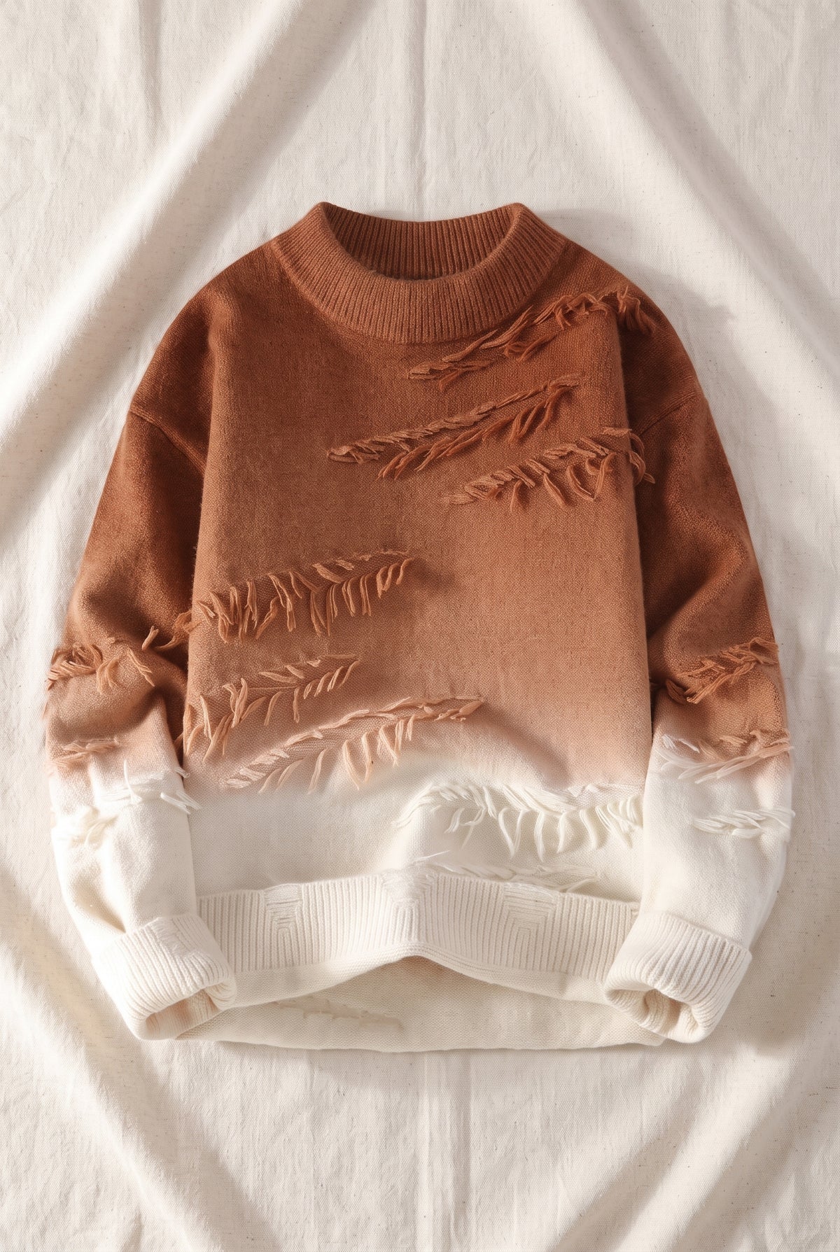 Ombre Gradient Knit Sweater in Brown — studio front