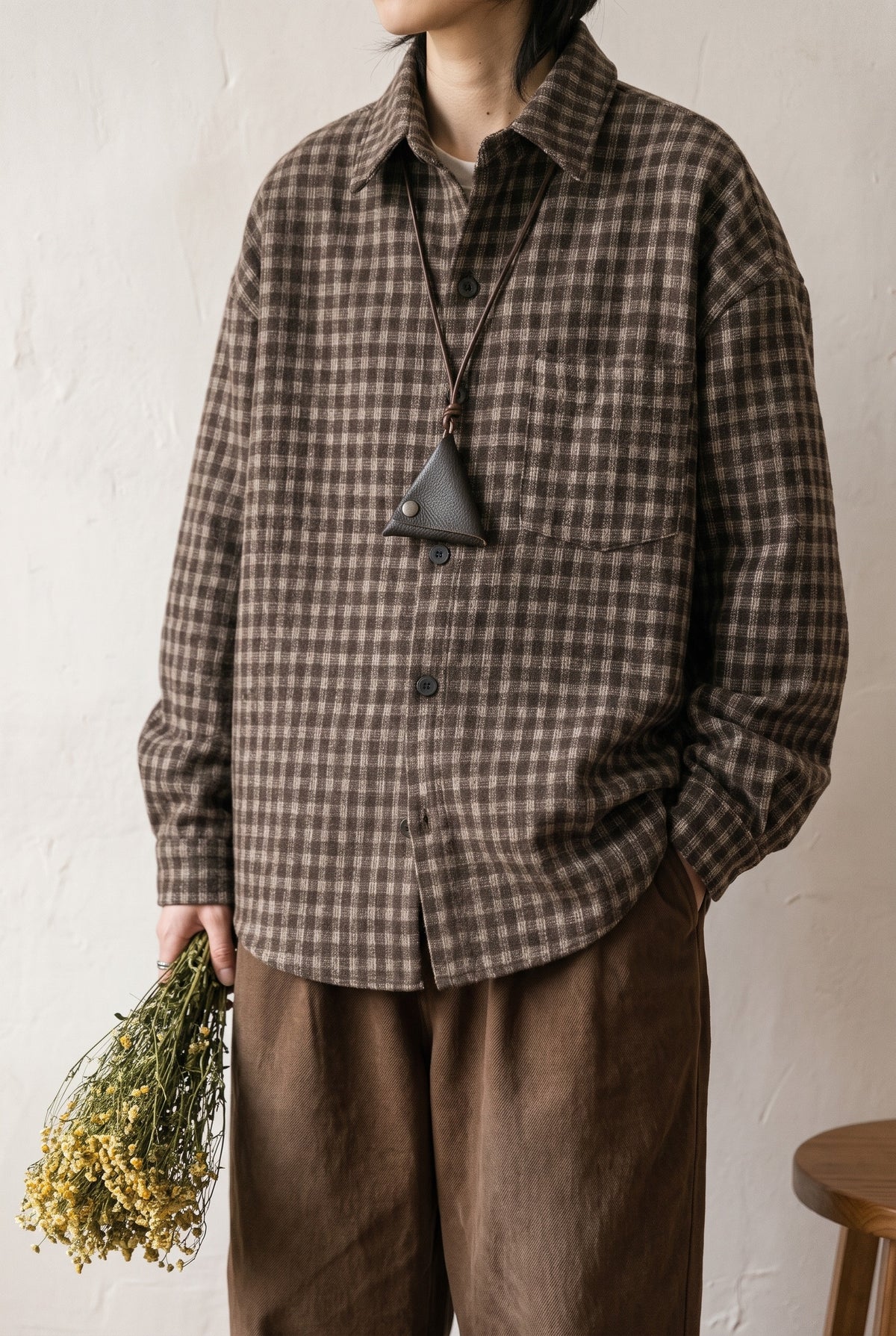 Plaid Flannel Shirt in Brown — Stilenza main image