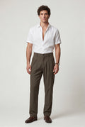 Brown Pleated Straight Leg Tailored Dress Trousers - Straight leg trousers - Photo 4