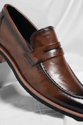 Polished Leather Penny Loafers in Brown — detail