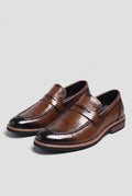 Polished Leather Penny Loafers in Brown — Stilenza main image