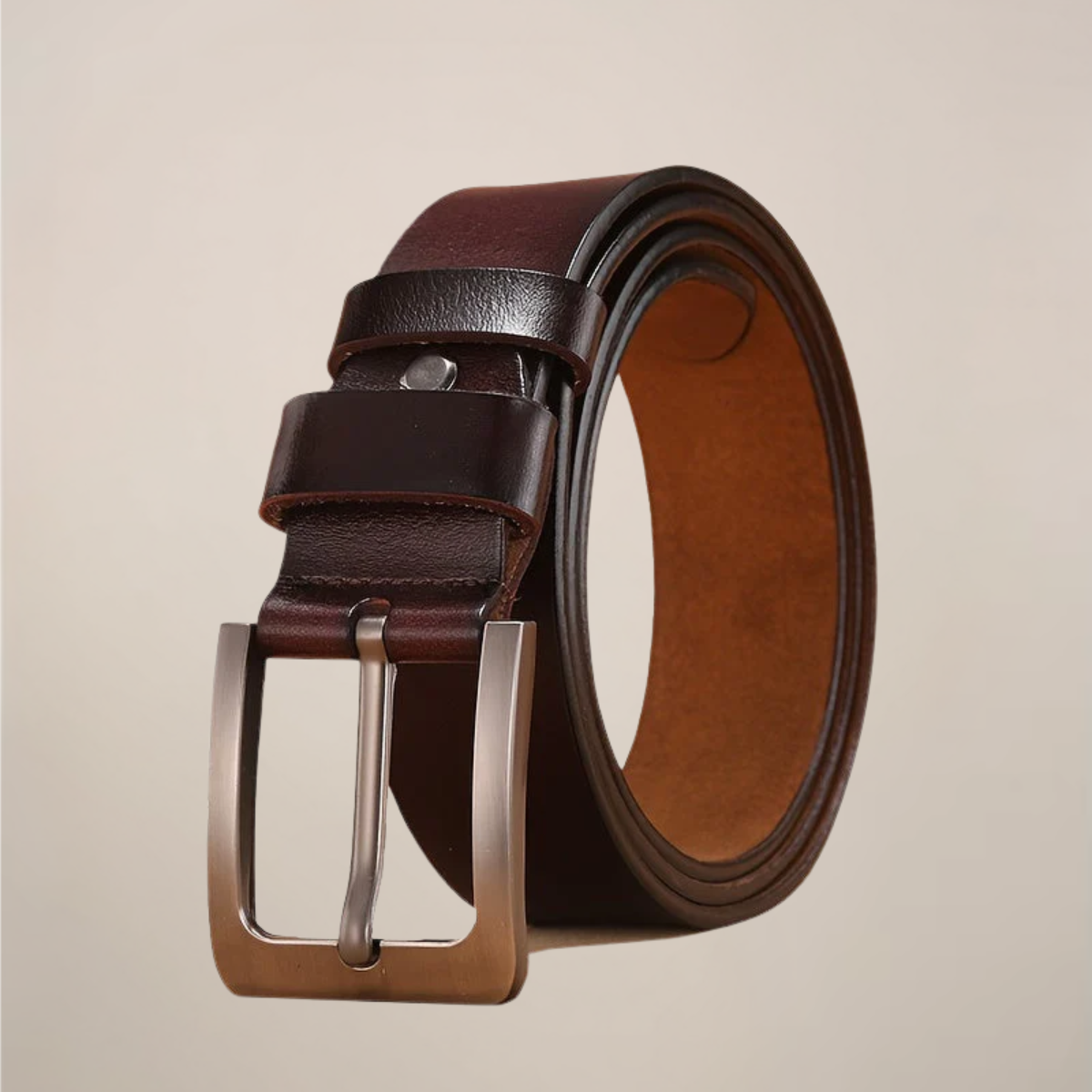 Brown Rectangular Buckle Formal Belt with Clean Stitched Edges - Formal belts - Photo 3