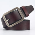 Brown Rectangular Metal Buckle Classic Belt with Tapered Tip - Belts - Photo 3