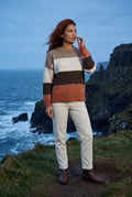 Brown Relaxed Fit Fuzzy Striped Crewneck Sweater - Sweaters - Photo 4