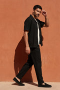 Black Relaxed Pleated Shirt and Pants Set with Camp Collar - Shorts set - Photo 4