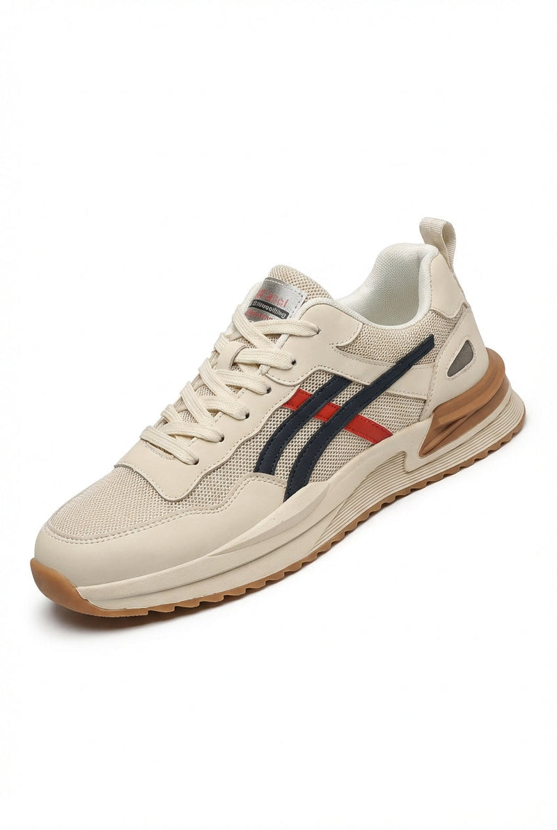 Brown Retro Panel Lace-Up Sneakers with Chunky Sole - Photo 1