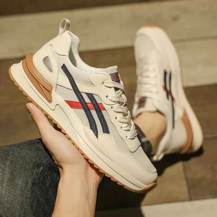 Retro Panel Lace-Up Sneakers with Chunky Sole - Photo 4