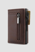 RFID Leather Wallet in Brown — studio front