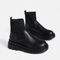 Ribbed Sock Chunky Block Heel Ankle Boots - Mid heel ankle boots - Photo 7
