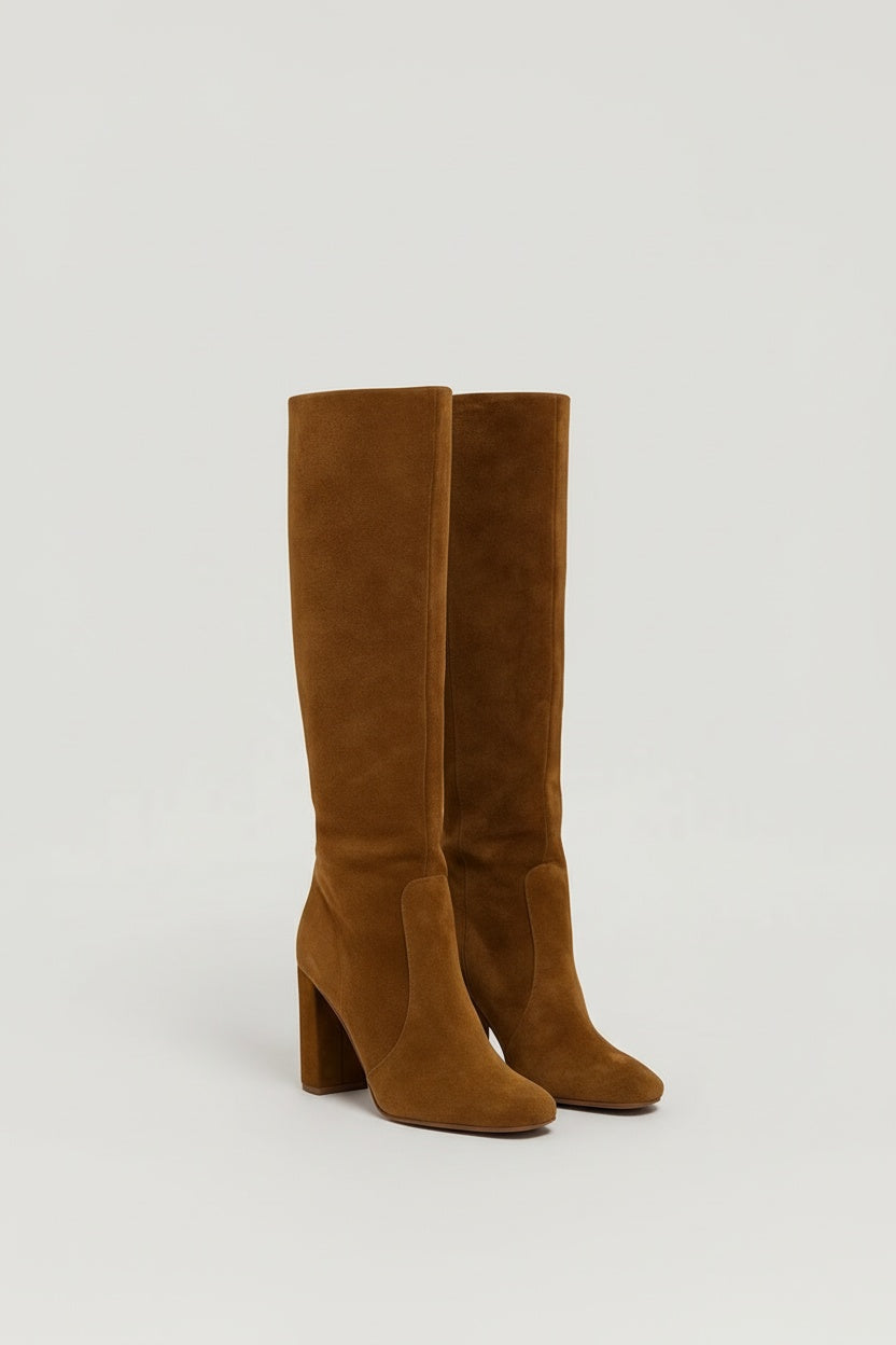 Brown Rich Camel Brown Block Heel Knee-high Boots - Knee high boots - Photo 2