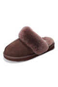 Shearling Open-Back Slippers in Brown — front view