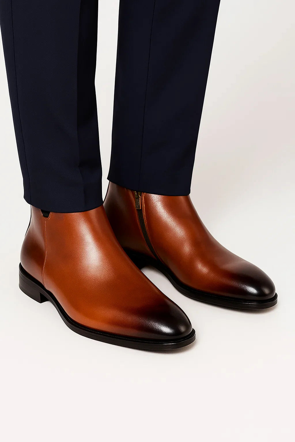 Brown Sleek Chelsea Ankle Boots with Almond Toe - Photo 6