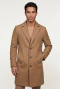 Brown Slim Tailored Single-breasted Overcoat with Notched Lapel - Photo 13