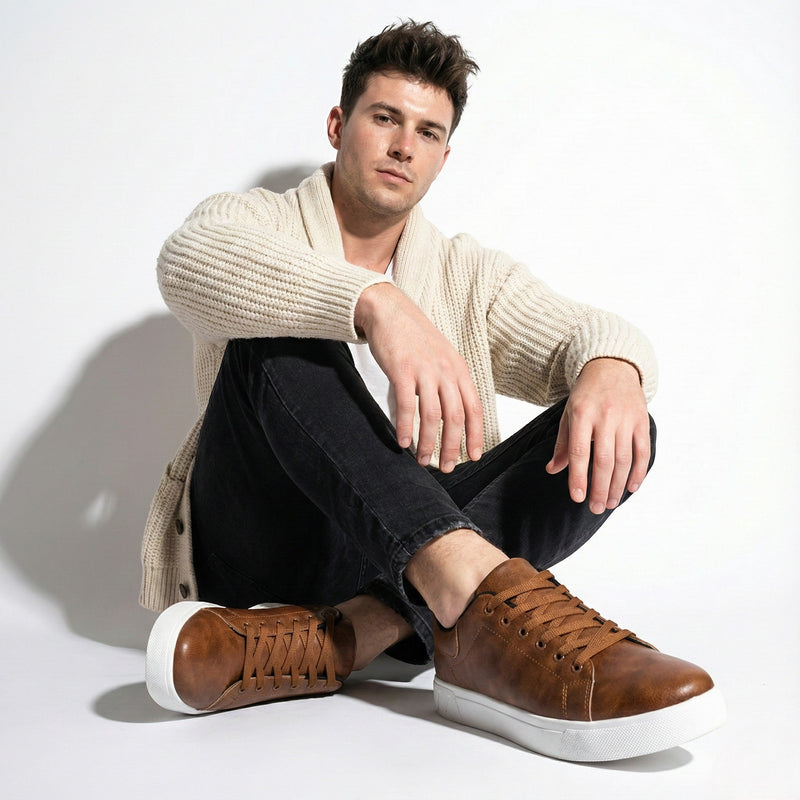 Structured Faux Low-top Casual Sneakers - Photo 3