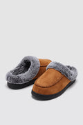 Suede Mule Slippers in Brown — studio front