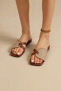 Brown Tan Brown Cross-band Flat Slide Sandals - Photo 5