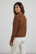 Brown V-neck Button-front Classic Cardigan Sweater - V-neck cardigan - Photo 4