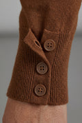 Brown V-neck Button-front Classic Cardigan Sweater - V-neck cardigan - Photo 6