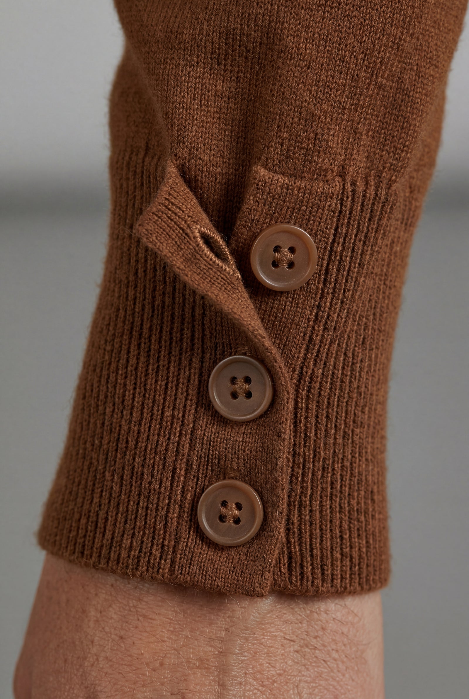 Brown V-neck Button-front Classic Cardigan Sweater - V-neck cardigan - Photo 6
