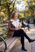 Women's Biker Jacket Faux Shearling in Brown — secondary lifestyle