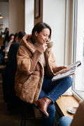 Women's Hooded Coat Tailored Fit in Brown — cafe lifestyle