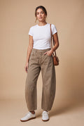 Women's Jeans High Waist Barrel Leg in Brown — studio shot