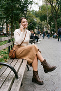 Women's Platform Boots Buckle Detail in Brown — city bench