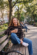 Women's Sweater Striped Oversized Fit in Brown — secondary lifestyle