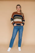 Women's Sweater Striped Relaxed Fit in Brown — studio primary