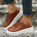 Women's Gold Chain Platform Lace-Up Casual Sneakers - Photo 2