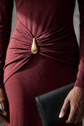 Burgundy Burgundy Draped Waist Maxi Dress with Gold Accent - Photo 3