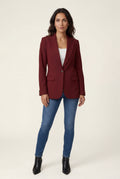 Burgundy Fitted Single-breasted Blazer with Classic Lapel - Blazers - Photo 20