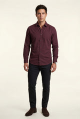 Burgundy Men's Burgundy Classic Collar Long Sleeve Casual Shirt - Casual Shirts - Photo 1