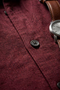 Burgundy Men's Burgundy Classic Collar Long Sleeve Casual Shirt - Casual Shirts - Photo 3