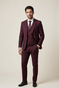 Burgundy Notch Lapel Tailored Three-piece Suit - Photo 13