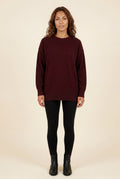 Burgundy Oversized Crewneck Sweater with Dropped Shoulders - Oversized sweater - Photo 7
