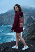 Burgundy Oversized Sun Print Back Graphic Hoodie - Oversized hoodie - Photo 8