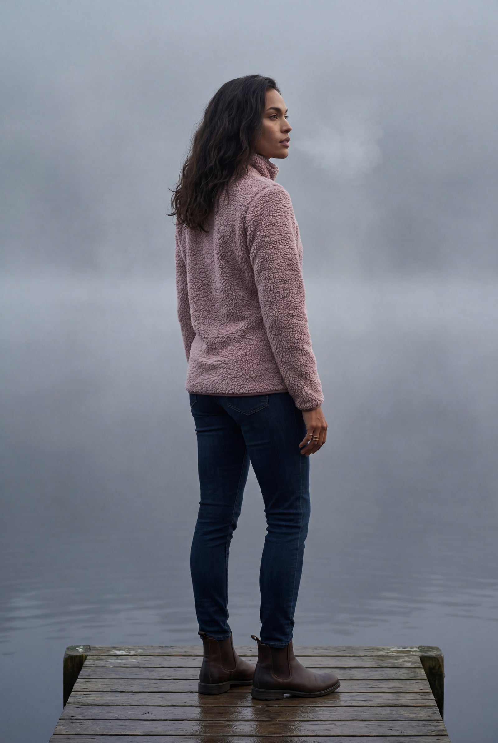 Pink Plush Zip-up Jacket with Stand Collar - Fleece jacket - Photo 10