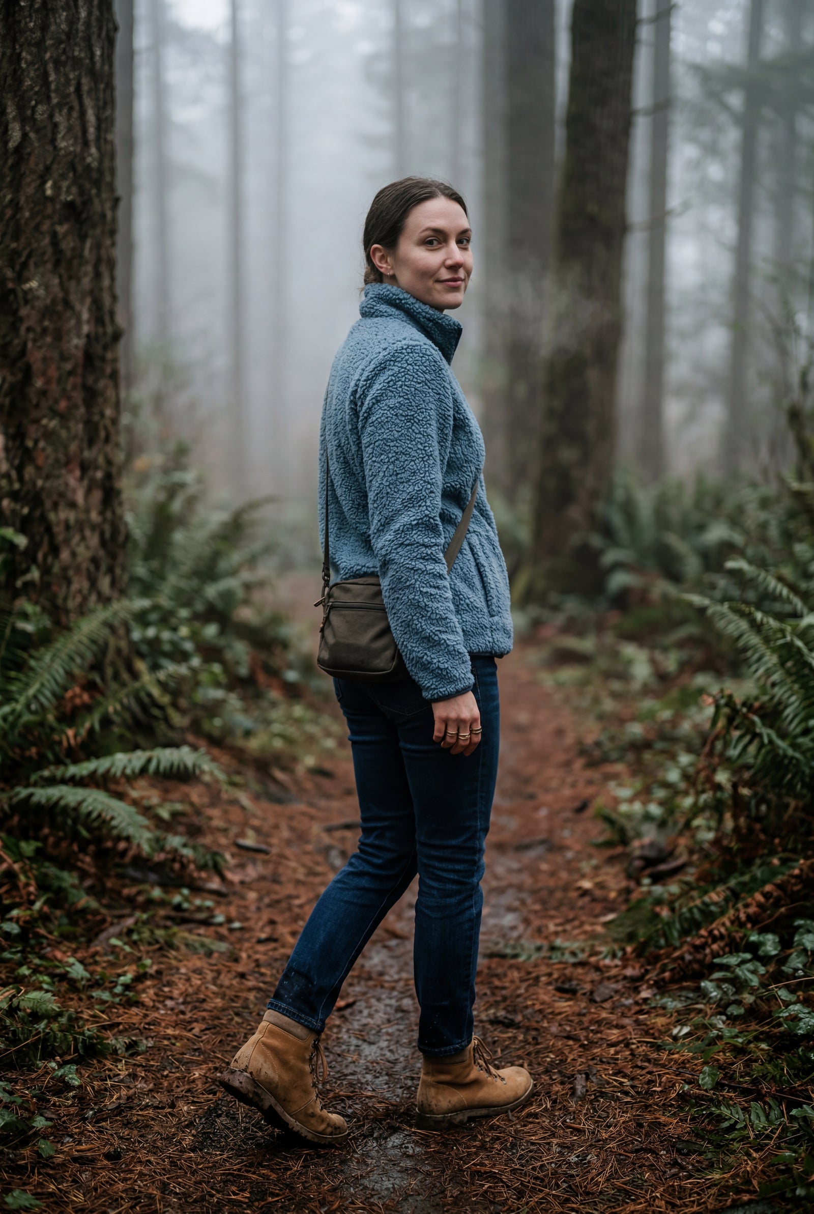 Blue Plush Zip-up Jacket with Stand Collar - Fleece jacket - Photo 28