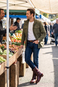 Men's Boots Vintage Style in Burgundy Red — lifestyle shot