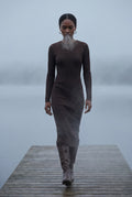 Brown Ribbed Bodycon Midi Dress with Long Sleeves - Bodycon dress - Photo 14