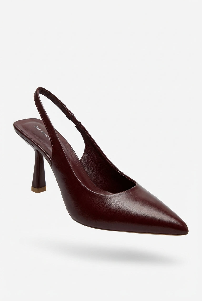 Sculpted Slingback Pointed Toe Heels with Gold Heel Tip - Slingback heels - Photo 2