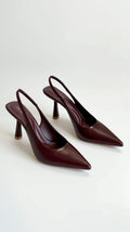 Sculpted Slingback Pointed Toe Heels with Gold Heel Tip - Slingback heels - Photo 3