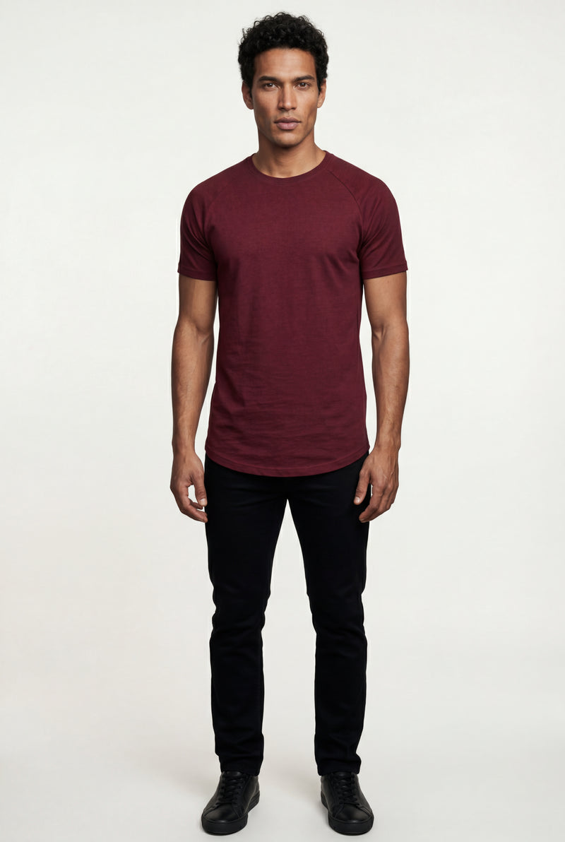 Burgundy Slim Fit Crew Neck Short Sleeve Tee - Short sleeve t-shirts - Photo 1