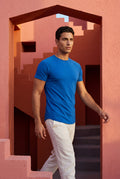 Blue Slim Fit Crew Neck Short Sleeve Tee - Short sleeve t-shirts - Photo 14