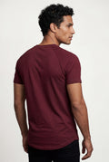 Burgundy Slim Fit Crew Neck Short Sleeve Tee - Short sleeve t-shirts - Photo 4