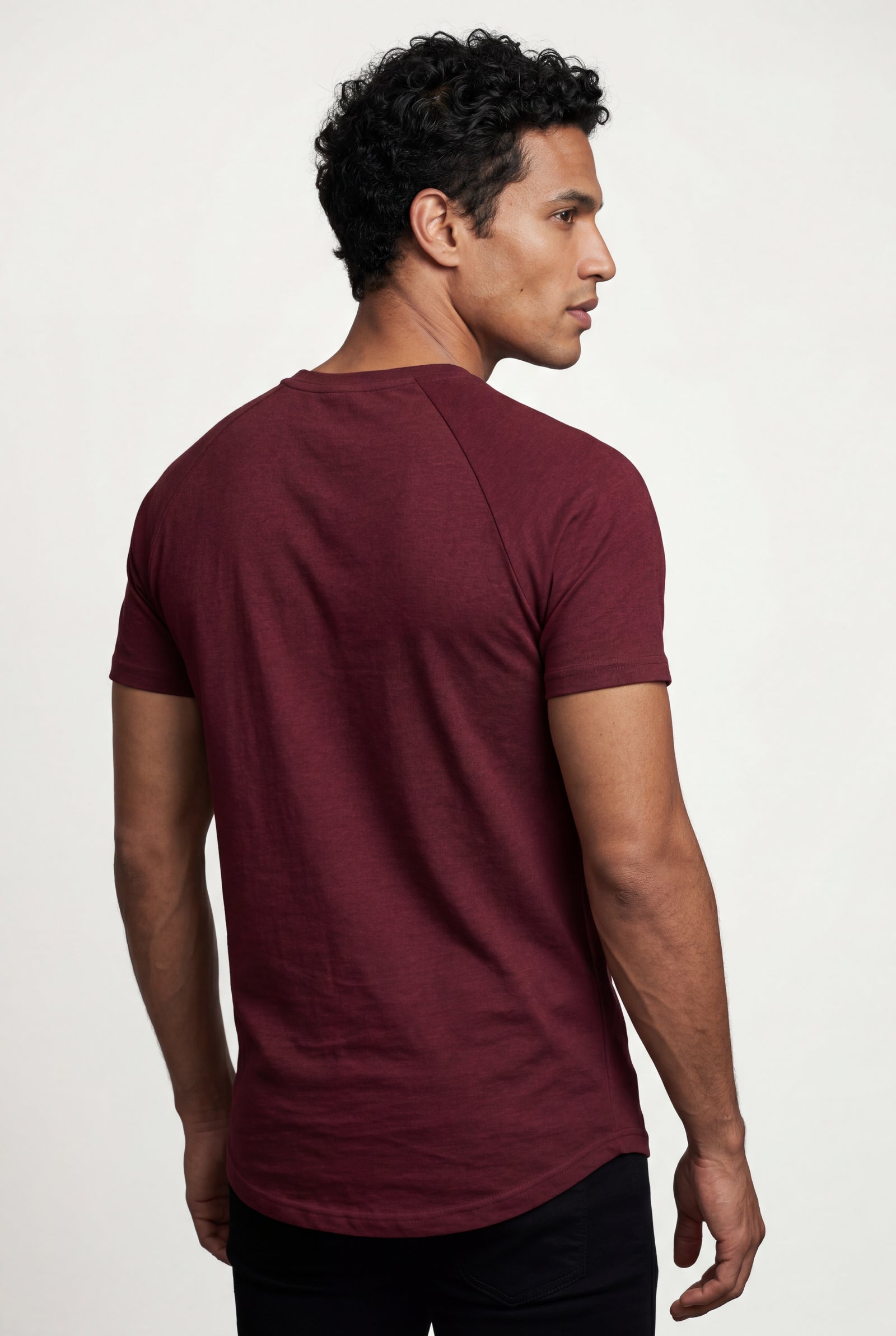 Burgundy Slim Fit Crew Neck Short Sleeve Tee - Short sleeve t-shirts - Photo 4