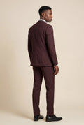 Burgundy Slim Fit Two-piece Business Suit with Notched Lapel - Business suits - Photo 2