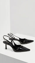 Slingback Pointed Toe Heels with Decorative Buckle Strap - Slingback heels - Photo 3