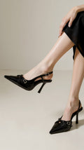 Slingback Pointed Toe Heels with Decorative Buckle Strap - Slingback heels - Photo 7